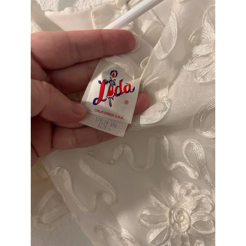 Lida California Girls White Floral Embroidered Organza Special Occasion Dress 6